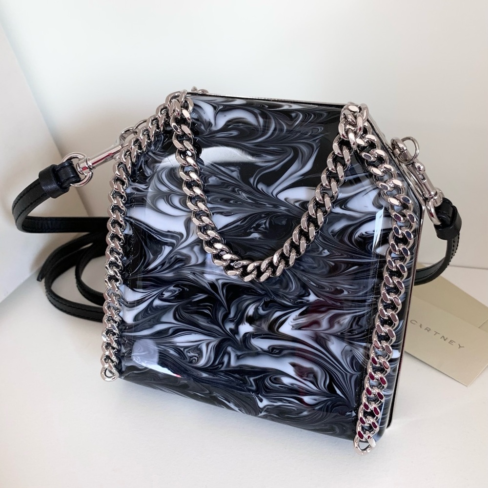 New Stella McCartney falabella minaudiere marbled clutch crossbody bag